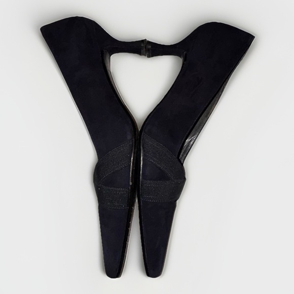 Vintage Stuart Weitzman Kitten Heels Womens 8.5M Black Suede Slip On Pointed Toe - Picture 5 of 9